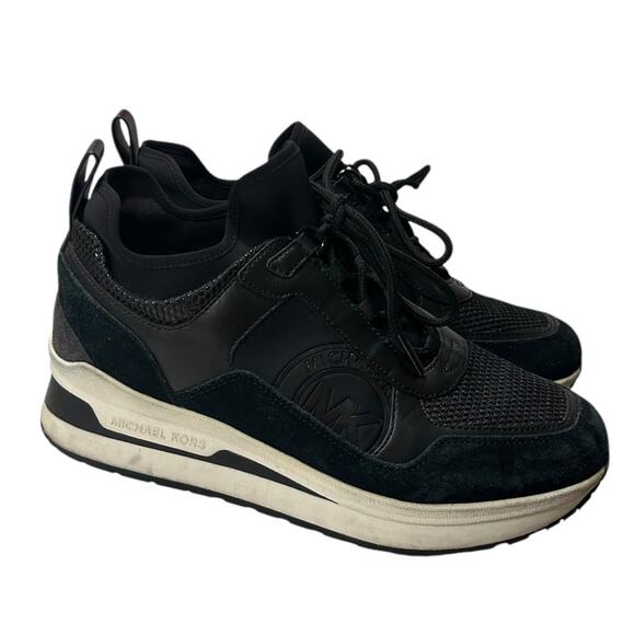 Michael Kors Lula Nappa PU/Net Mesh Trainer Sneaker Women’s 8M Black Low Top - Picture 1 of 7